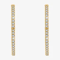 Diamonart Womens Cubic Zirconia 14K Gold Over Silver 24.7mm Heart Hoop Earrings