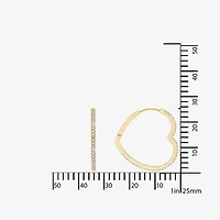 Diamonart Womens Cubic Zirconia 14K Gold Over Silver 24.7mm Heart Hoop Earrings