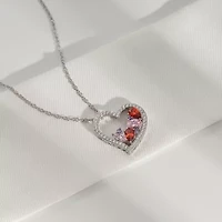 Diamonart Womens Multi Color Cubic Zirconia Sterling Silver Heart 18 Inch Pendant Necklace