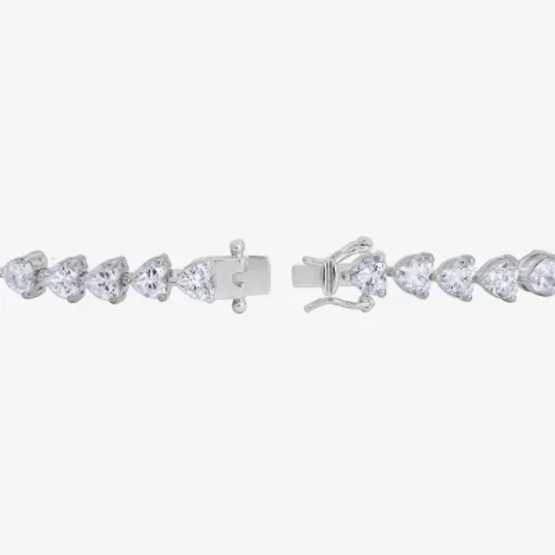 Diamonart Womens Cubic Zirconia Sterling Silver Heart 7.25 Inch Tennis Bracelet