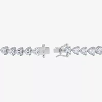 Diamonart Womens Cubic Zirconia Sterling Silver Heart 7.25 Inch Tennis Bracelet