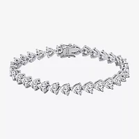Diamonart Womens Cubic Zirconia Sterling Silver Heart 7.25 Inch Tennis Bracelet