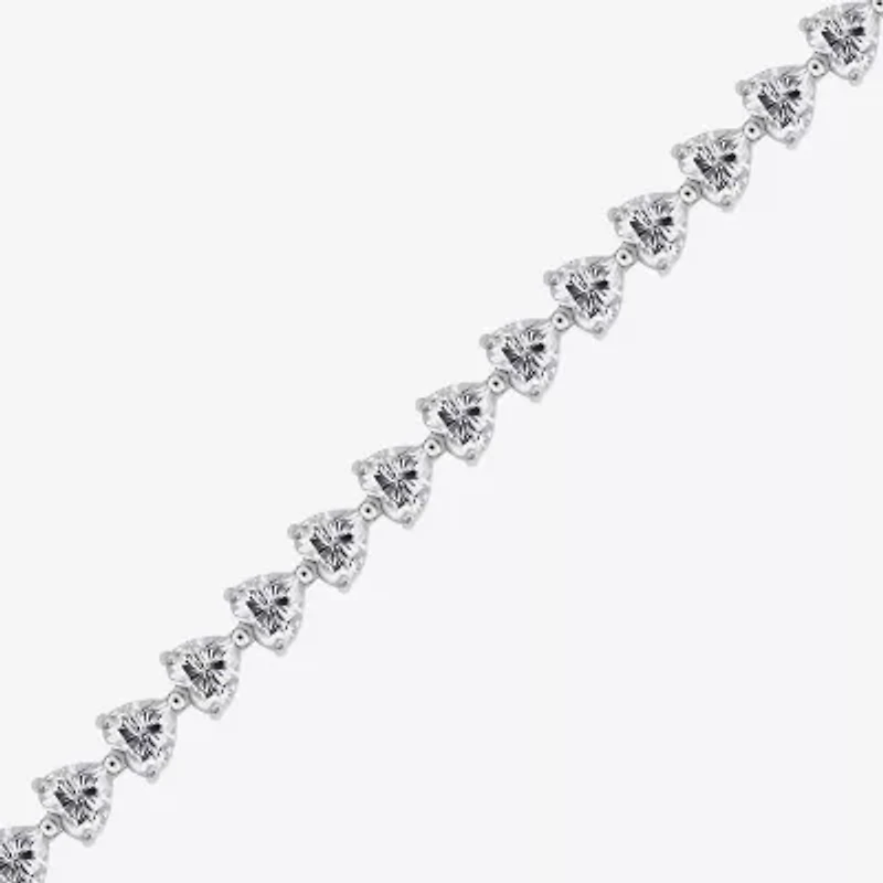 Diamonart Womens Cubic Zirconia Sterling Silver Heart 7.25 Inch Tennis Bracelet