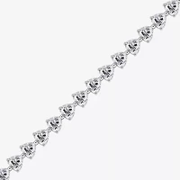 Diamonart Womens Cubic Zirconia Sterling Silver Heart 7.25 Inch Tennis Bracelet