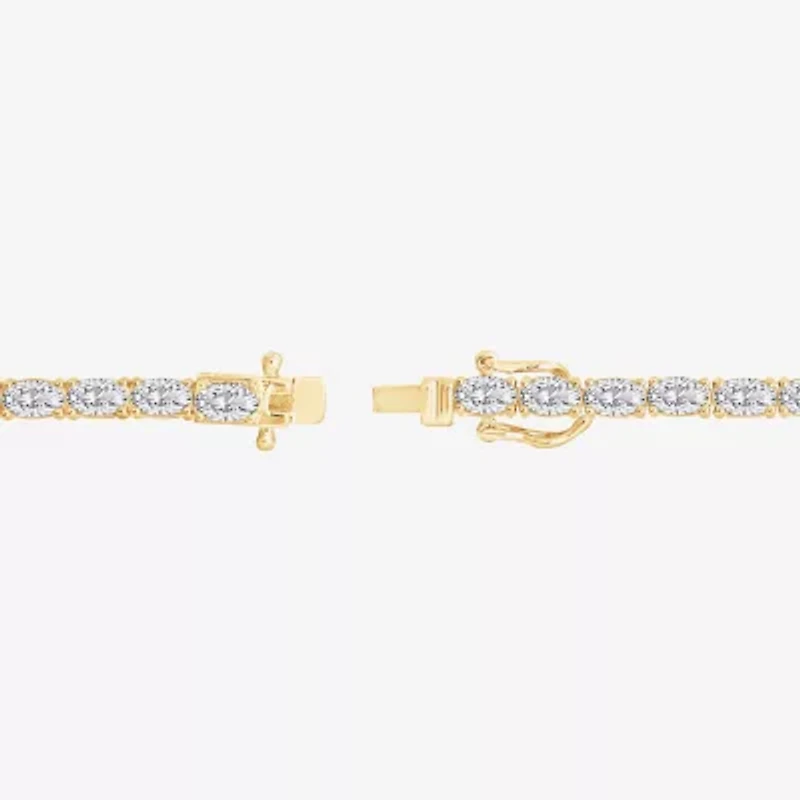 Diamonart Womens Cubic Zirconia 14K Gold Over Silver Heart 7.25 Inch Tennis Bracelet