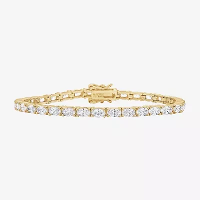 Diamonart Womens Cubic Zirconia 14K Gold Over Silver Heart 7.25 Inch Tennis Bracelet