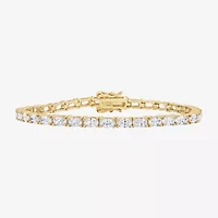 Diamonart Womens Cubic Zirconia 14K Gold Over Silver Heart 7.25 Inch Tennis Bracelet