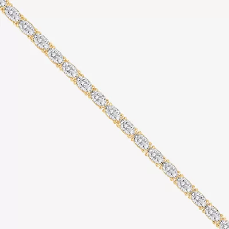 Diamonart Womens Cubic Zirconia 14K Gold Over Silver Heart 7.25 Inch Tennis Bracelet