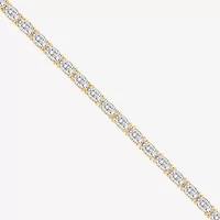 Diamonart Womens Cubic Zirconia 14K Gold Over Silver Heart 7.25 Inch Tennis Bracelet
