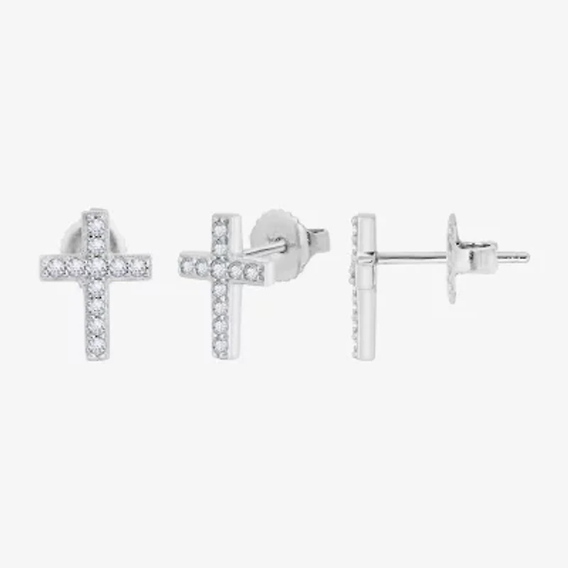 Diamonart Womens Cubic Zirconia Sterling Silver Cross 2-pc. Jewelry Set