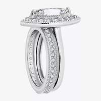 Diamonart Womens Cubic Zirconia Sterling Silver Marquise Side Stone Bridal Set