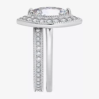 Diamonart Womens Cubic Zirconia Sterling Silver Marquise Side Stone Bridal Set