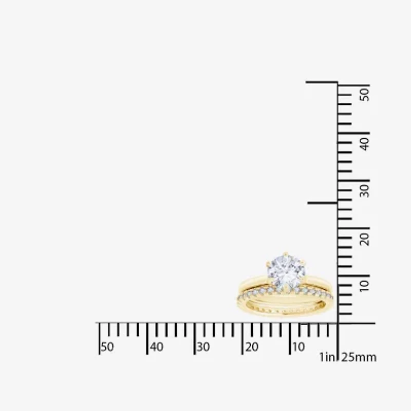 Diamonart Womens Cubic Zirconia 14K Gold Over Silver Round Bridal Set