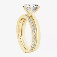Diamonart Womens Cubic Zirconia 14K Gold Over Silver Round Bridal Set