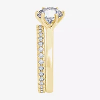 Diamonart Womens Cubic Zirconia 14K Gold Over Silver Round Bridal Set