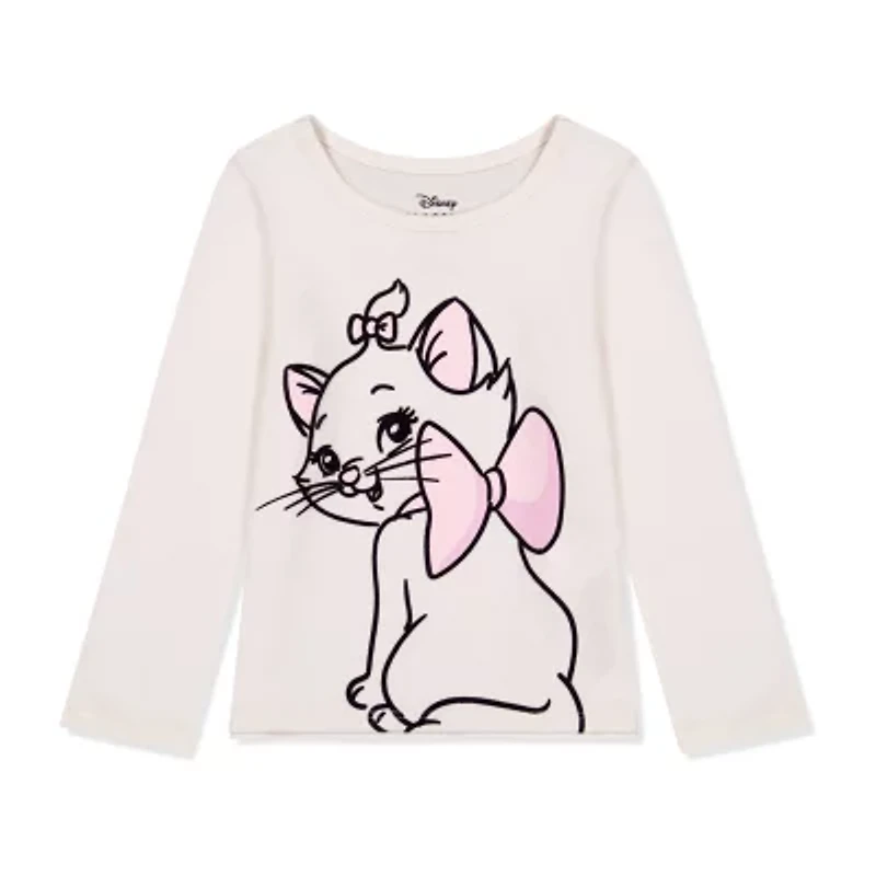 Toddler Girls Round Neck Long Sleeve Loose Fit Marie Graphic T-Shirt