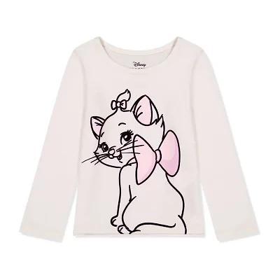 Toddler Girls Round Neck Long Sleeve Loose Fit Marie Graphic T-Shirt