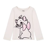Toddler Girls Round Neck Long Sleeve Loose Fit Marie Graphic T-Shirt