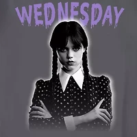 Little & Big Kid Girls Crew Neck Short Sleeve Regular Fit Wednesday Addams Graphic T-Shirt