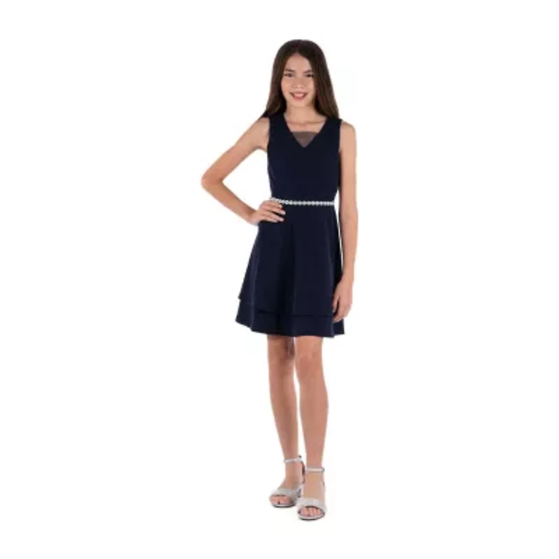 Speechless Big Kid Girls Embellished Sleeveless Skater Dress