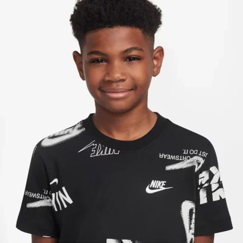 Nike Club Big Kid Unisex Crew Neck Short Sleeve Regular Fit Graphic T-Shirt