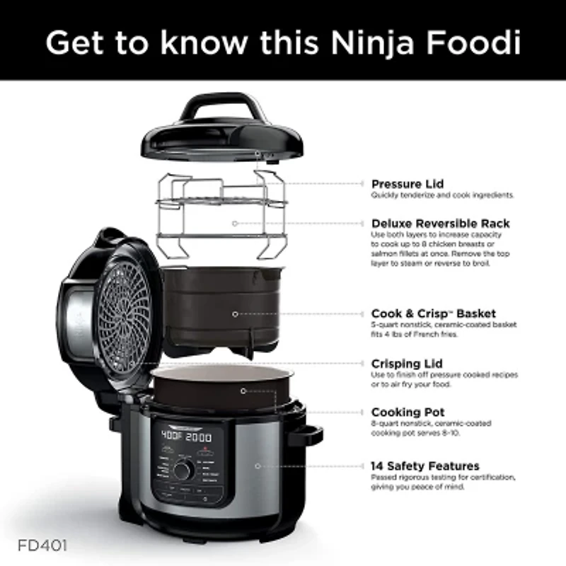 Ninja® Foodi™ 8-qt. 9-in-1 Deluxe XL Pressure Cooker & Air Fryer - Stainless Steel