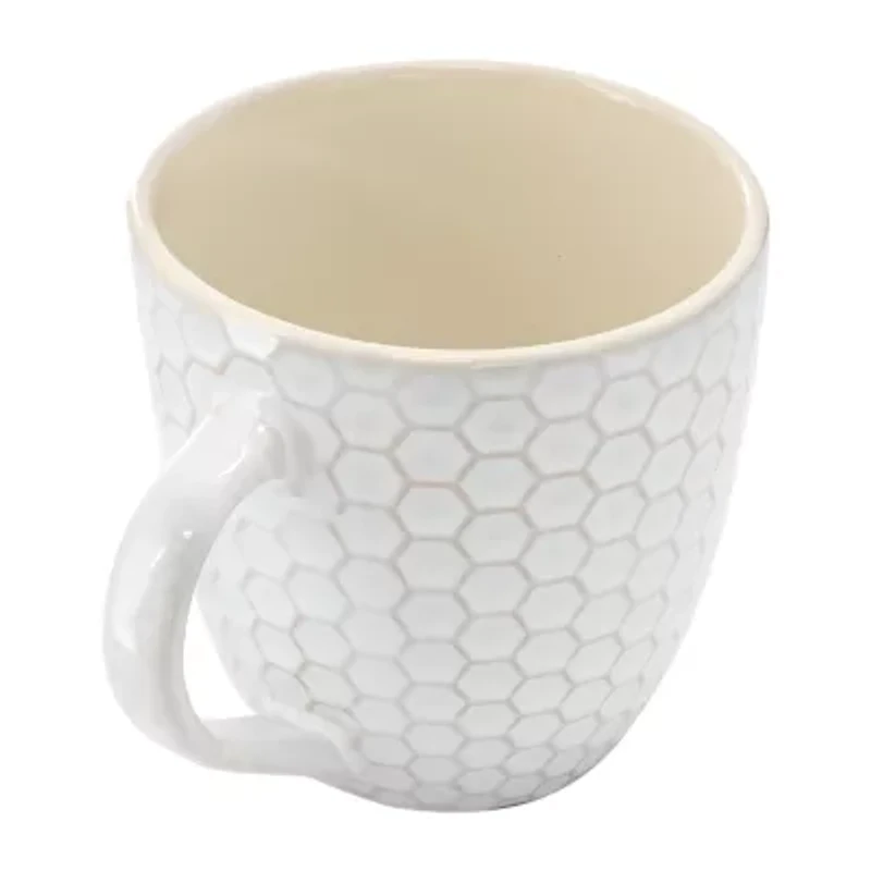 Elama Honeycomb 6 Piece White 6-pc. Geometric Coffee Mug