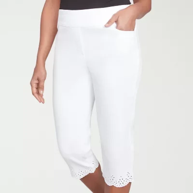 Alfred Dunner Crystal Springs Womens Stretch Fabric Straight Capri Pant
