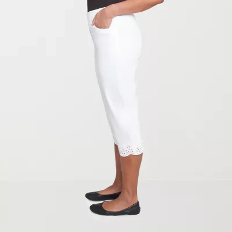 Alfred Dunner Crystal Springs Womens Stretch Fabric Straight Capri Pant