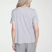 Alfred Dunner Crystal Springs Womens Crew Neck Short Sleeve T-Shirt