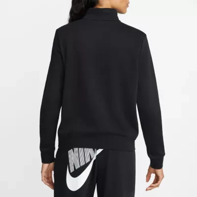 Nike Club Womens Mock Neck Long Sleeve Active Quarter-Zip Pullover