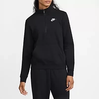 Nike Club Womens Mock Neck Long Sleeve Active Quarter-Zip Pullover