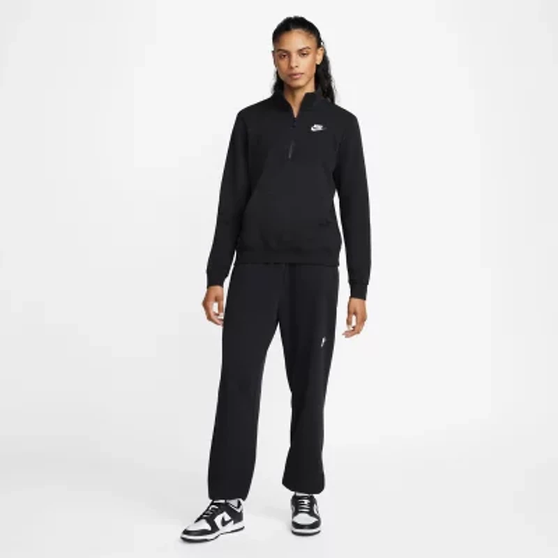 Nike Club Womens Mock Neck Long Sleeve Active Quarter-Zip Pullover
