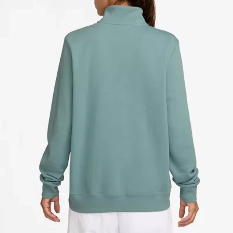 Nike Club Womens Mock Neck Long Sleeve Active Quarter-Zip Pullover