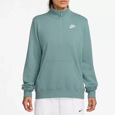 Nike Club Womens Mock Neck Long Sleeve Active Quarter-Zip Pullover