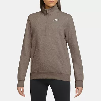Nike Club Womens Mock Neck Long Sleeve Active Quarter-Zip Pullover