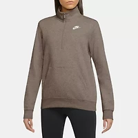 Nike Club Womens Mock Neck Long Sleeve Active Quarter-Zip Pullover
