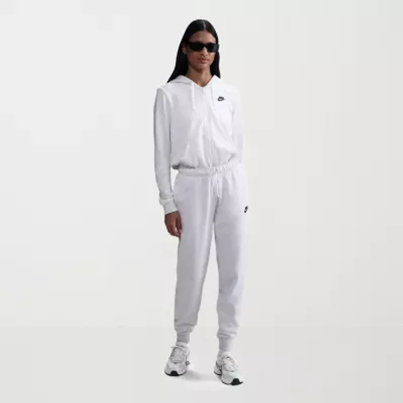 Nike Club Womens Drawstring Waist Cuffed Mid Rise Fleece Active Jogger Pant