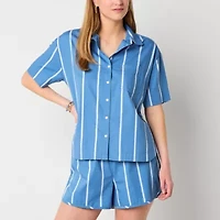 a.n.a Womens Short Sleeve Fitted Regular Fit Button-Down Shirt