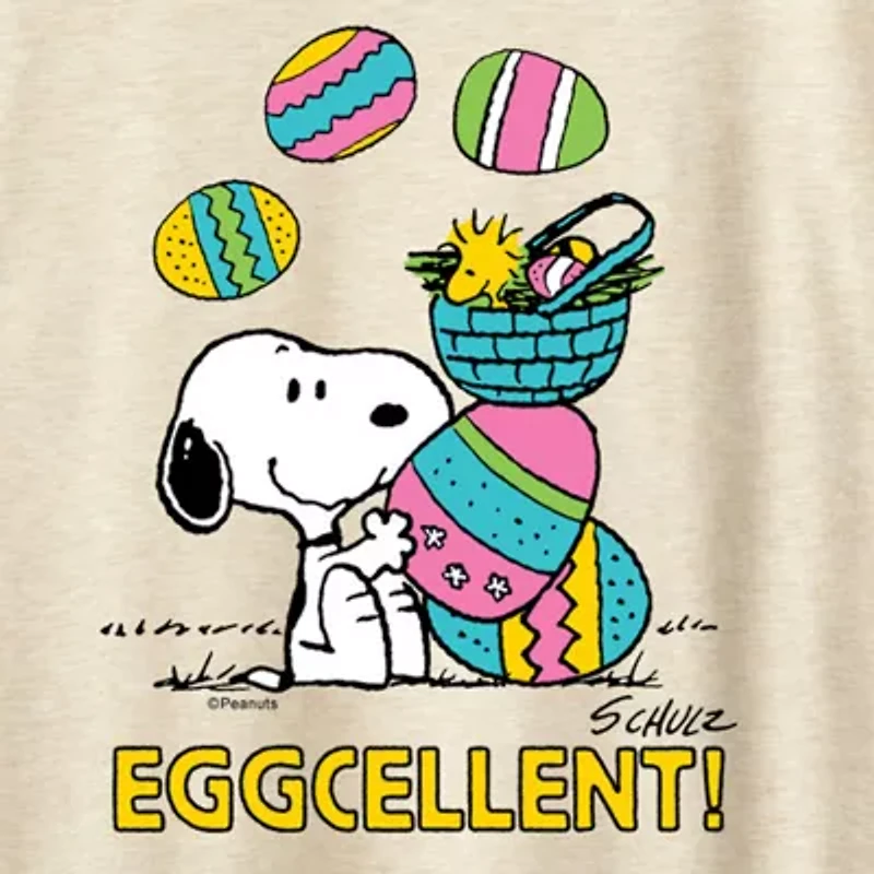 Womens Crew Neck Short Sleeve Regular Fit Peanuts Snoopy Graphic T-Shirt