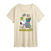 Womens Crew Neck Short Sleeve Regular Fit Peanuts Snoopy Graphic T-Shirt