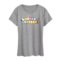 Womens Crew Neck Short Sleeve Regular Fit Peanuts Snoopy Graphic T-Shirt