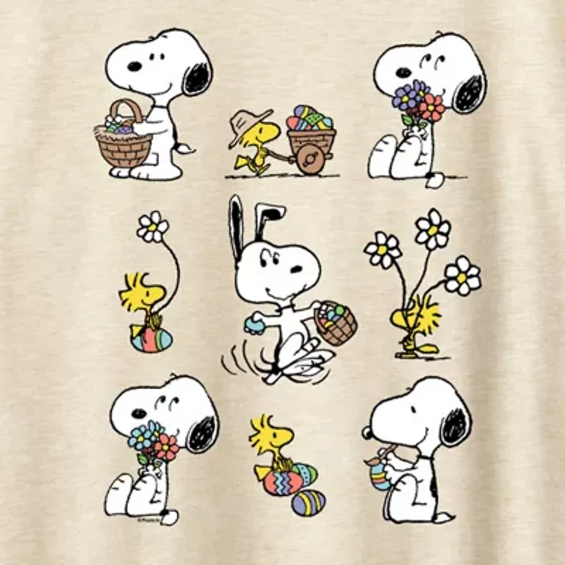 Womens Crew Neck Short Sleeve Regular Fit Peanuts Snoopy Graphic T-Shirt