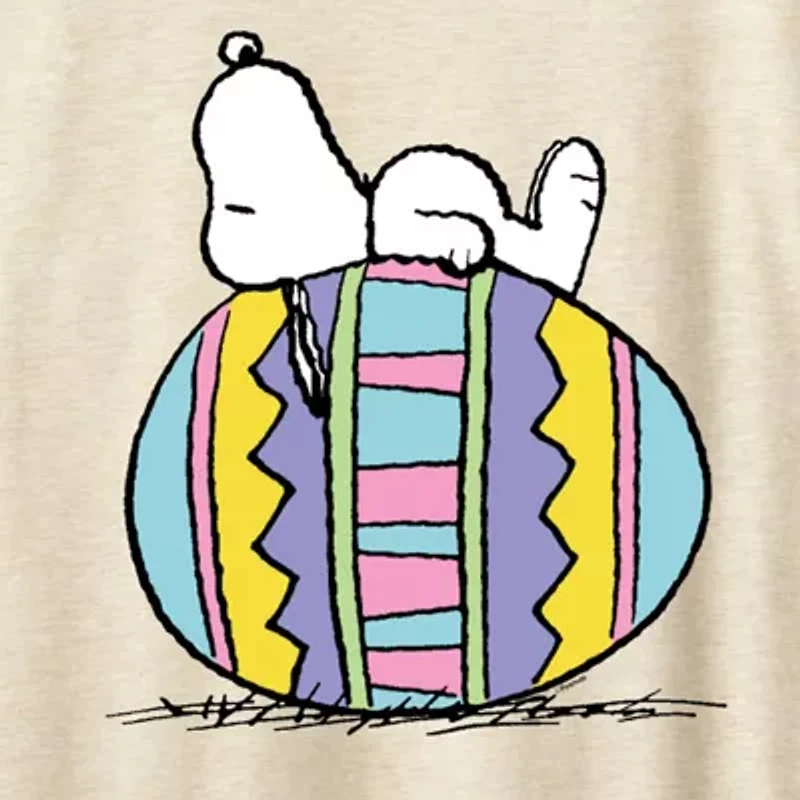 Womens Crew Neck Short Sleeve Regular Fit Peanuts Snoopy Graphic T-Shirt