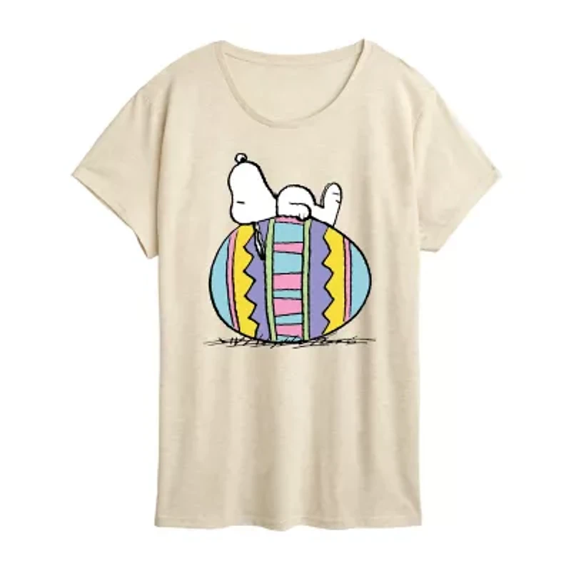 Womens Crew Neck Short Sleeve Regular Fit Peanuts Snoopy Graphic T-Shirt