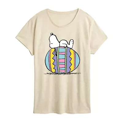 Womens Crew Neck Short Sleeve Regular Fit Peanuts Snoopy Graphic T-Shirt