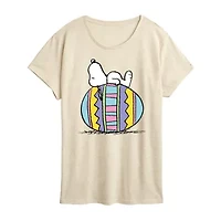 Womens Crew Neck Short Sleeve Regular Fit Peanuts Snoopy Graphic T-Shirt