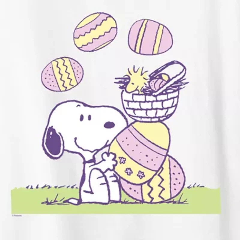 Womens Crew Neck Short Sleeve Regular Fit Peanuts Snoopy Graphic T-Shirt