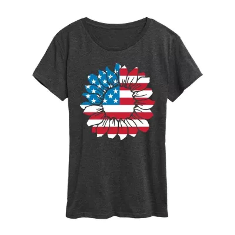 Womens Crew Neck Short Sleeve Regular Fit Graphic T-Shirt