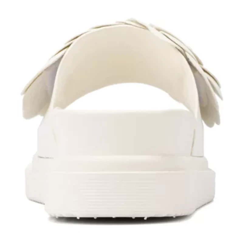 New York & Company Womens Camilia Flower Slide Flat Sandals